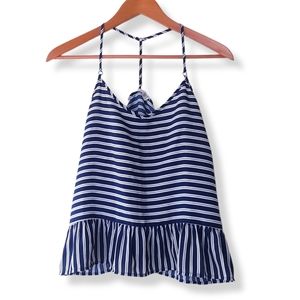 ABERCROMBIE & FITCH Blue & White Stripe Racerback Tank